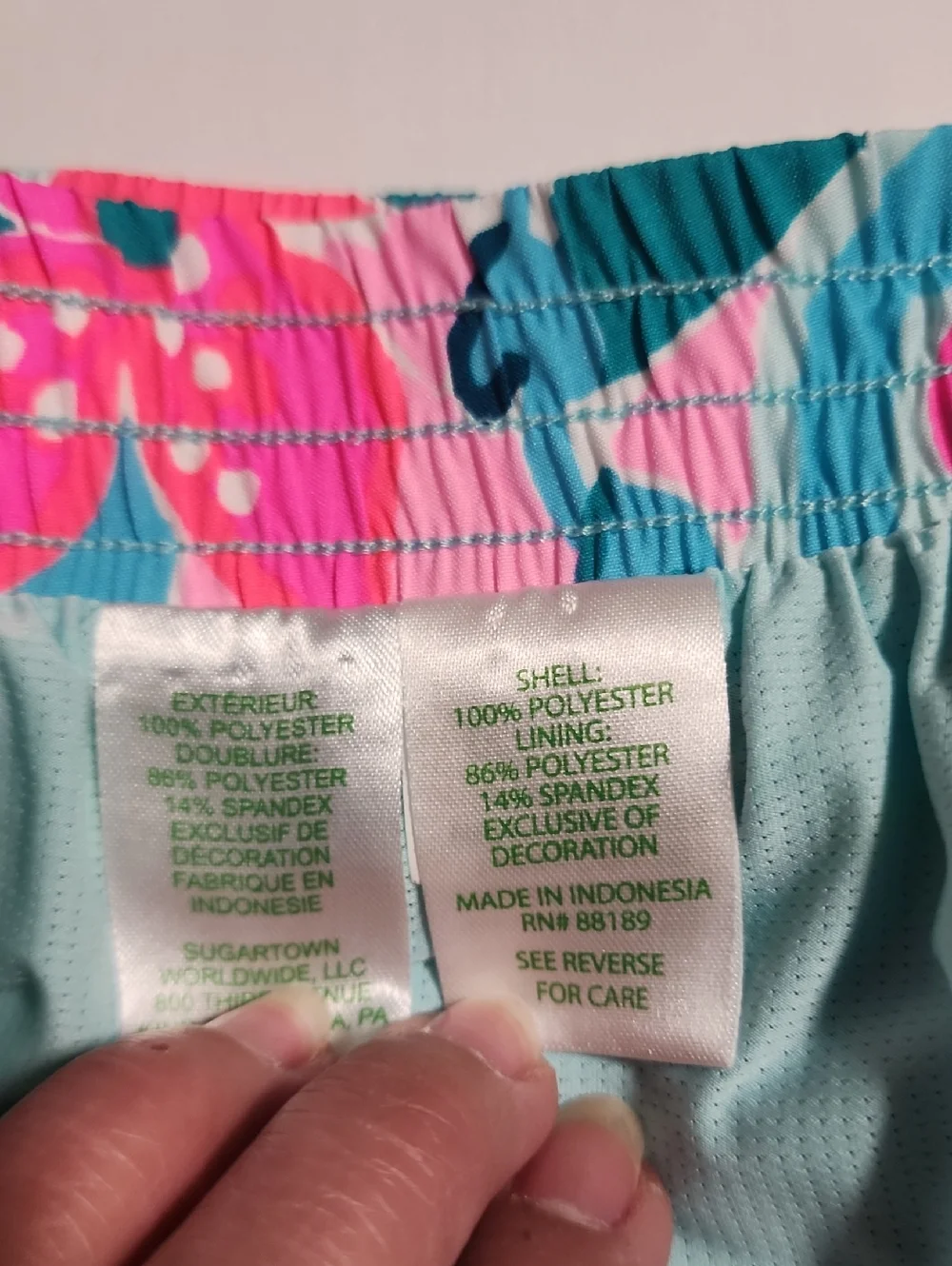 Lilly Pulitzer Luxletic Floral Print Athletic Shorts - Pink & Aqua - Picture 7 of 9